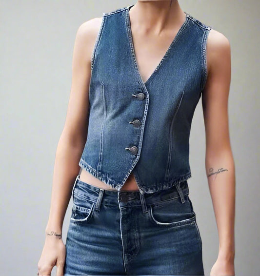 Short Denim Waistcoat Vest