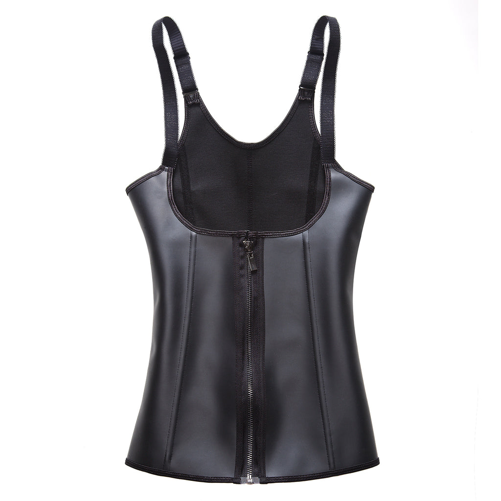 Adjustable Spaghetti Strap Zipper Latex Corset