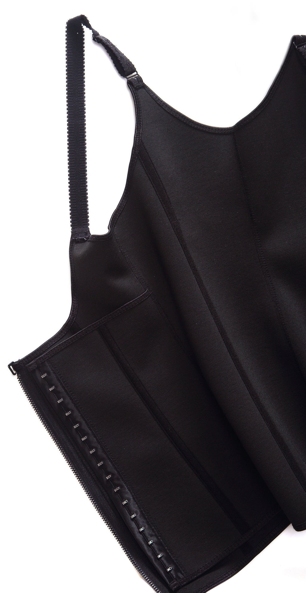 Adjustable Spaghetti Strap Zipper Latex Corset