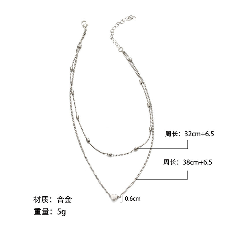 Simple Peach Heart Multi-layer Necklace