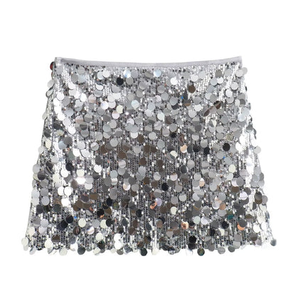 All-Match Slim Sequined Short Skirt