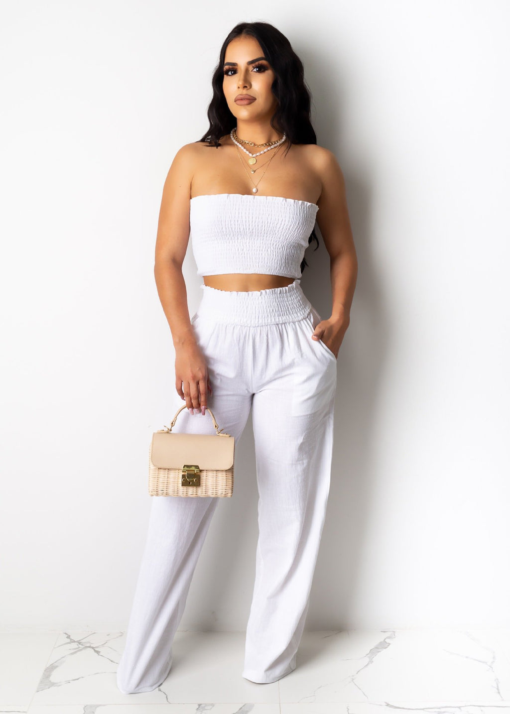 Tube Top Two Piece Pant Set