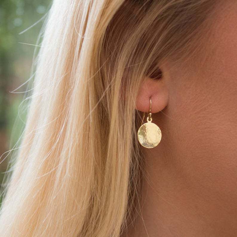 Hammered Style Small Round Earrings
