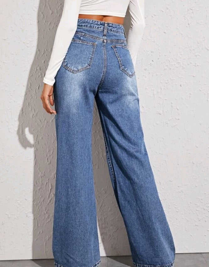 Loose High-Waist Wide-Leg Jeans