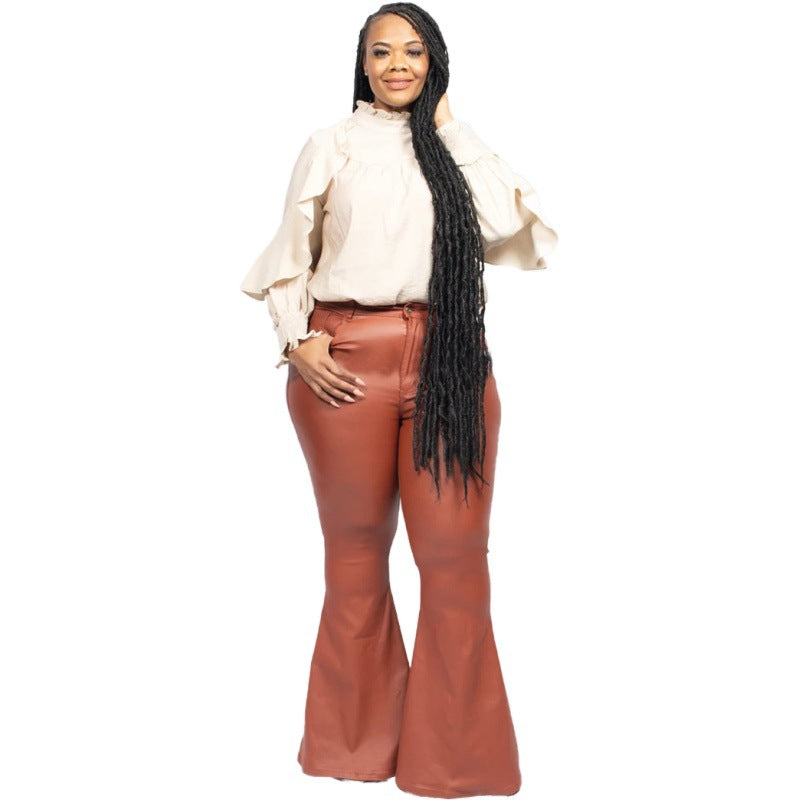 Plus Size Autumn Slim Leather Pants