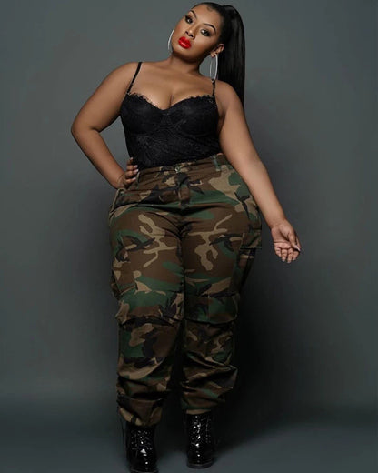 Plus Size Street Casual Camouflage Pants