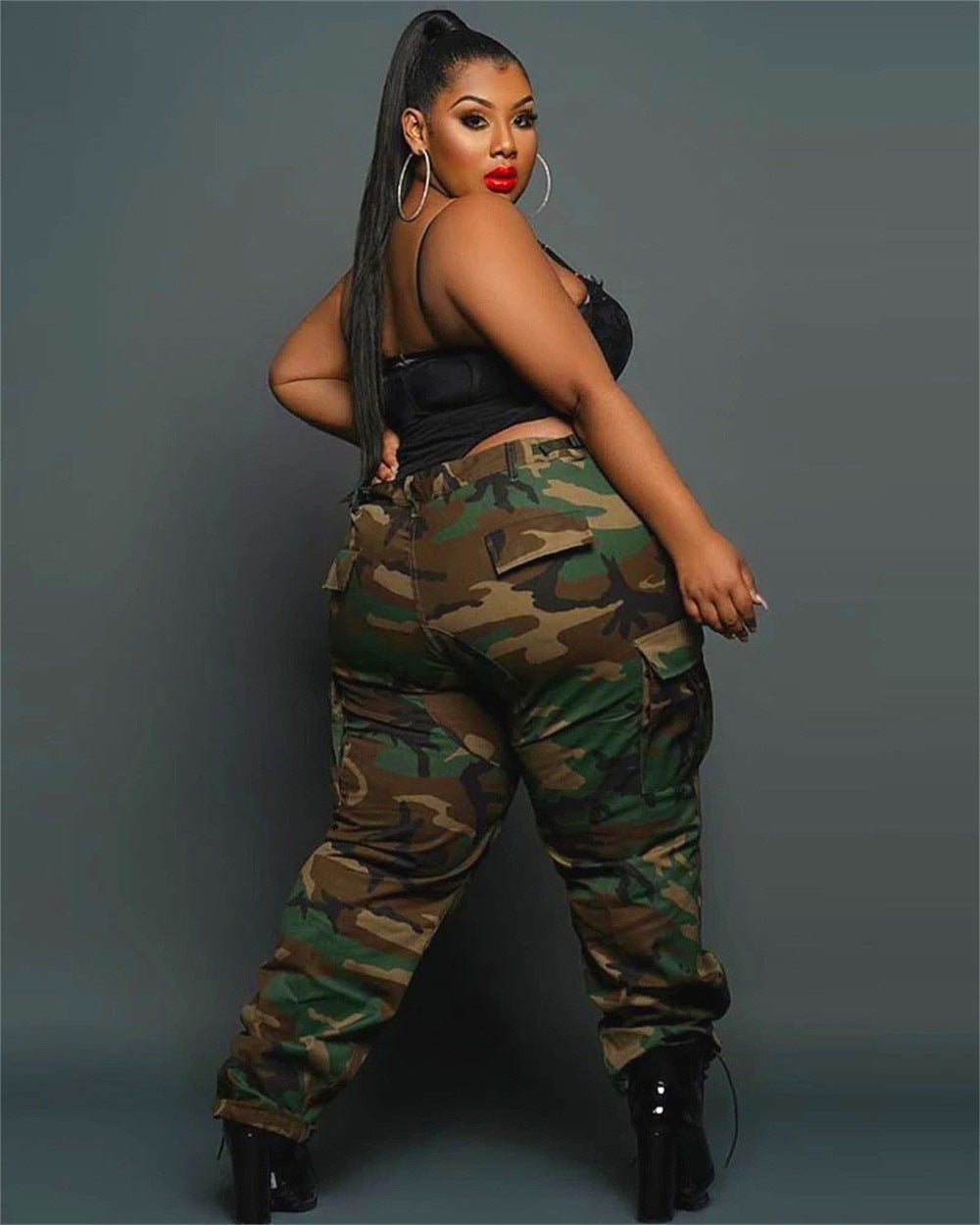 Plus Size Street Casual Camouflage Pants