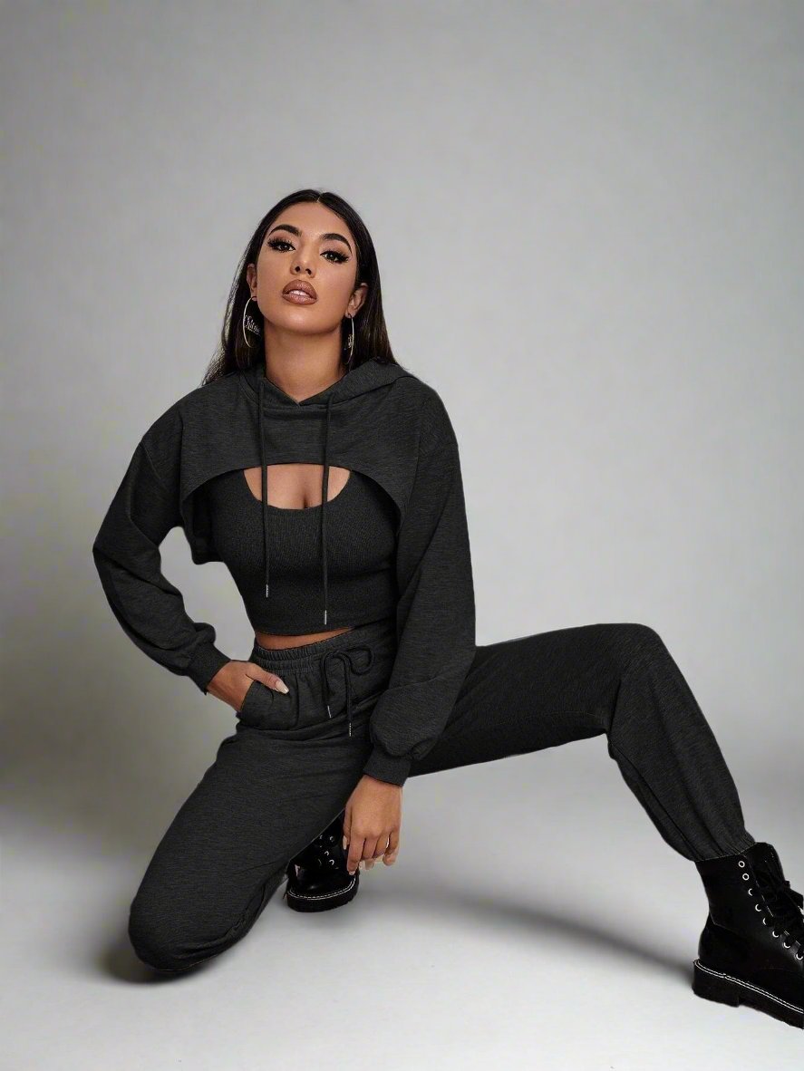 Two-piece Sling Vest Hoodie Set