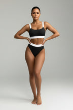 Color Block Scoop Neck Bikini Set