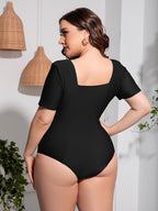 Curve Scoop Neck Short Sleeve One-Piece Swimsuit