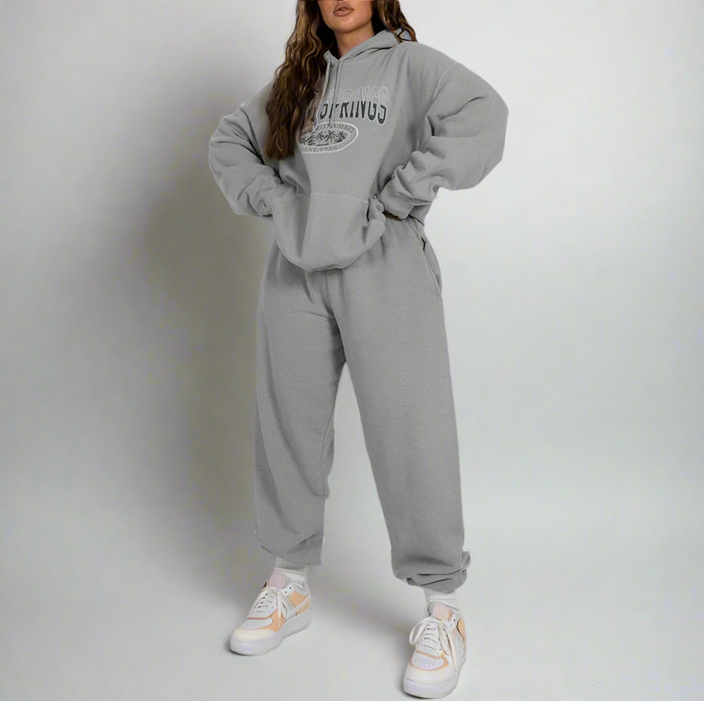 Casual Floral Pullover Fleece Sweat Set