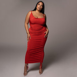 Plus Size Drawstring Maxi Dress