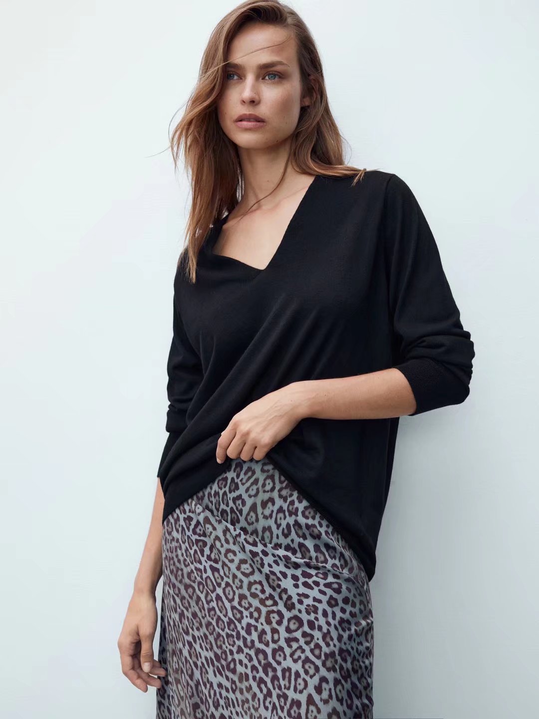 Satin Leopard Print Animal Drape Skirt