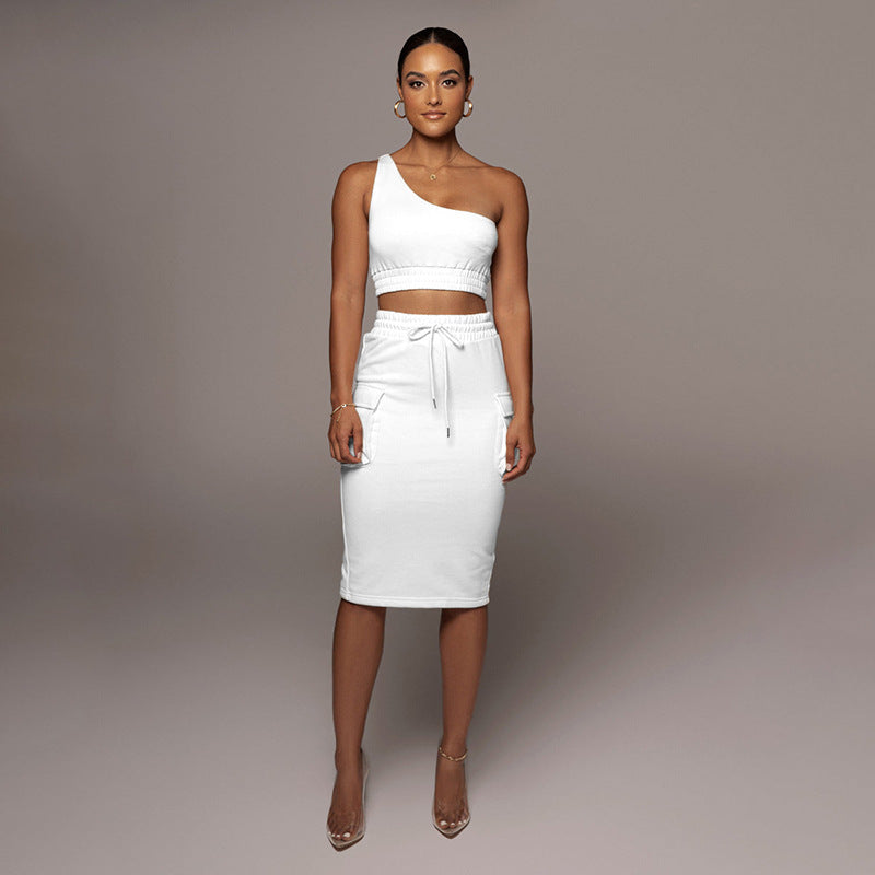 One-Shoulder Top & Mid-Waist Hip Skirt Set