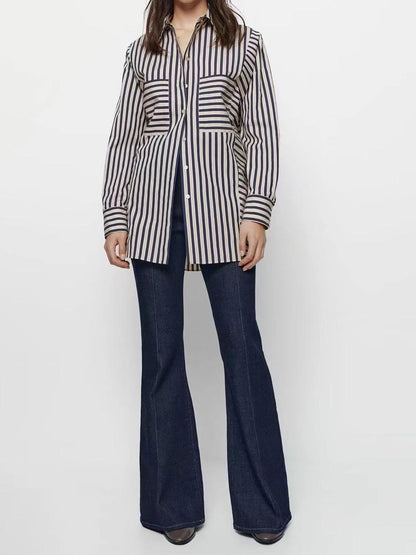 Asymmetric Striped Casual Shirt