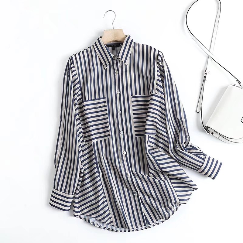 Asymmetric Striped Casual Shirt