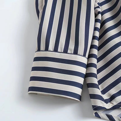 Asymmetric Striped Casual Shirt