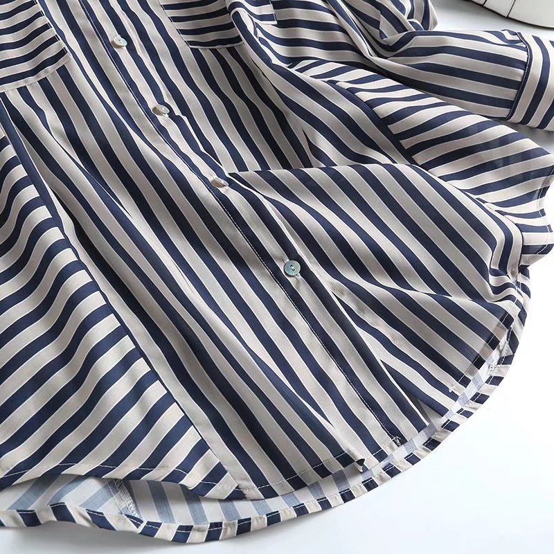 Asymmetric Striped Casual Shirt