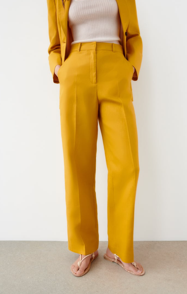 Retro Slimming Yellow Straight Pants