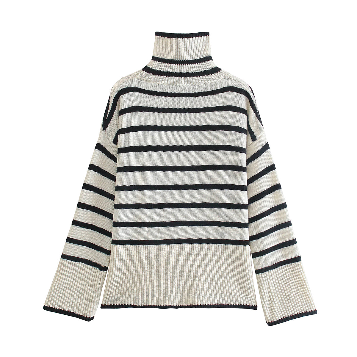 Retro Striped Turtleneck Sweater