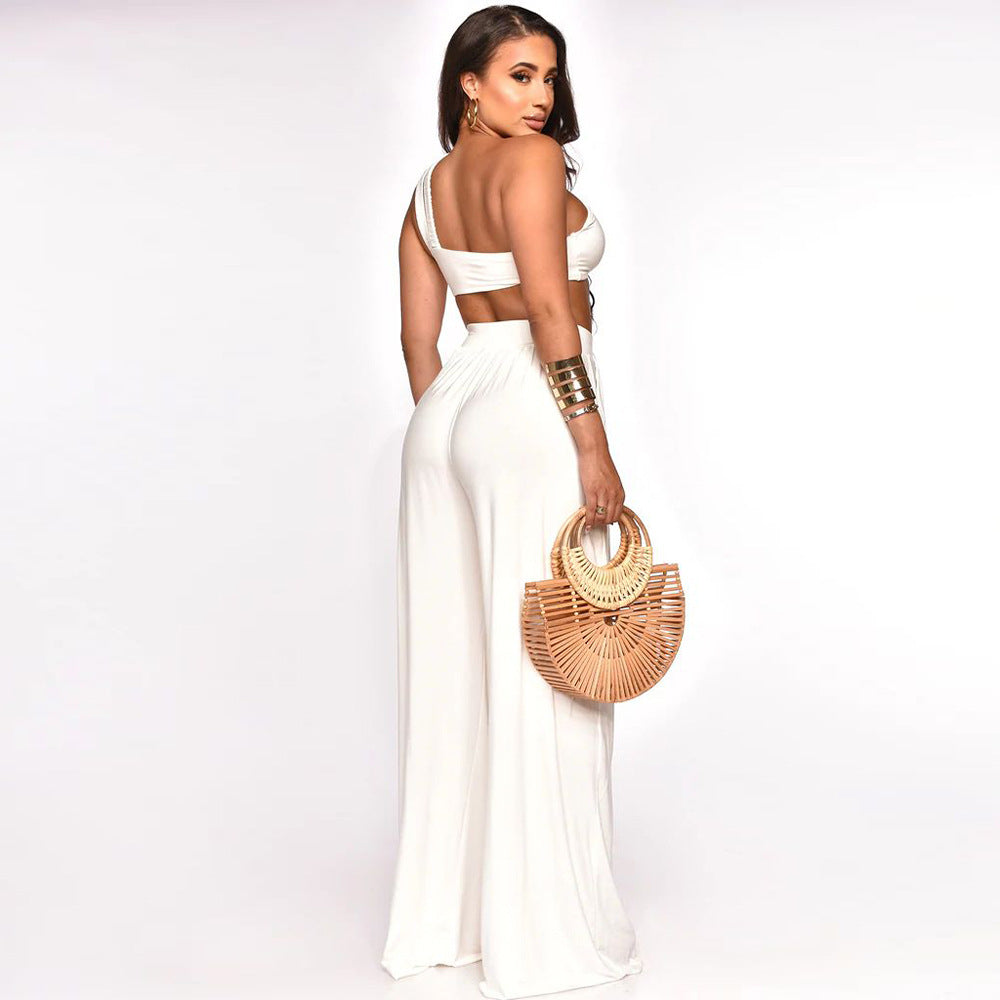 Sleeveless Crop Top & Wide Leg Pants Set