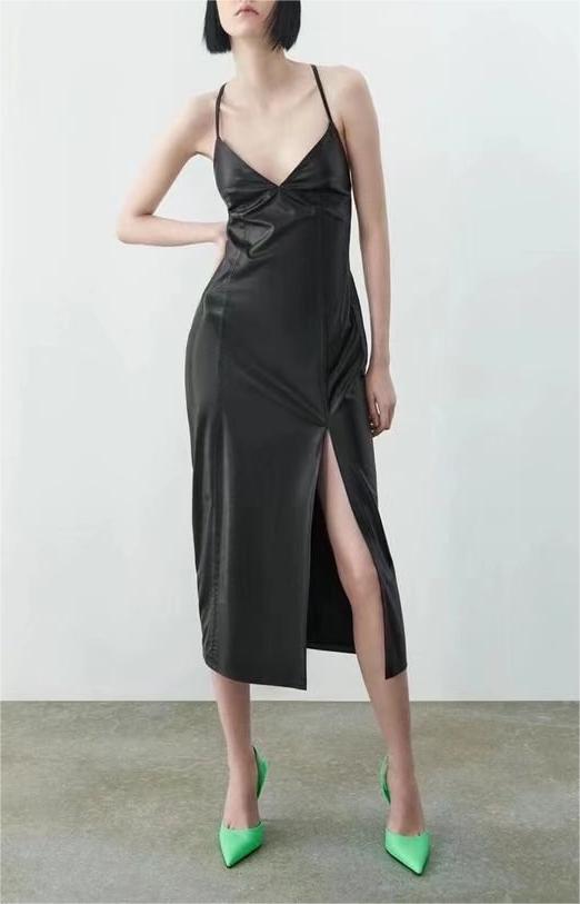 Spring Summer Faux Leather Underwear Dress