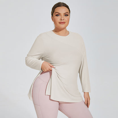 Plus Size Slim Fit Side Slit Sports Top