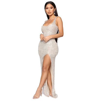 Sequin Sling Split Party Evening Dress