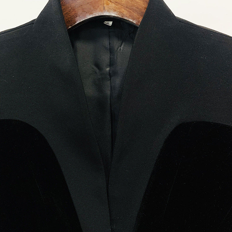 Slim Structure Profile Velvet Blazer