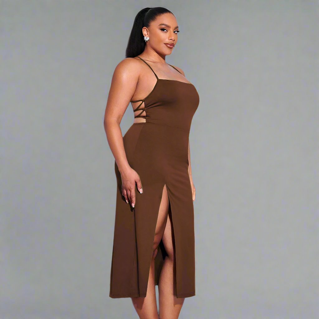 Curve Backless Slit Sheath Dress