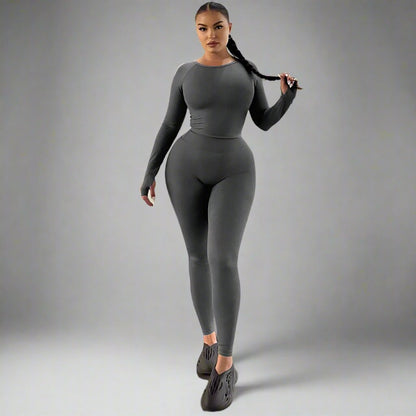 Long Sleeve Sports Yoga Pants Suit