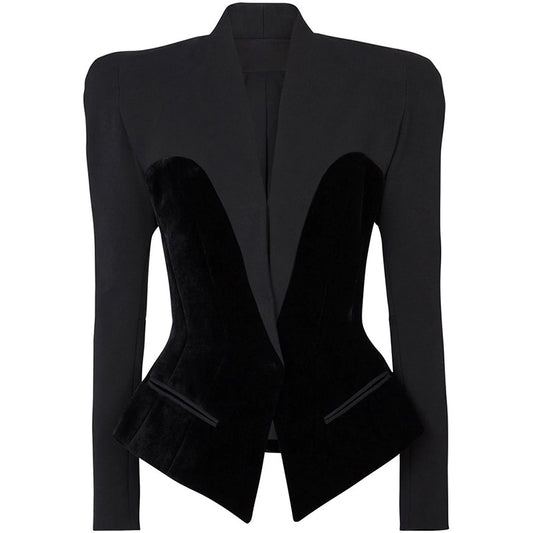 Slim Structure Profile Velvet Blazer