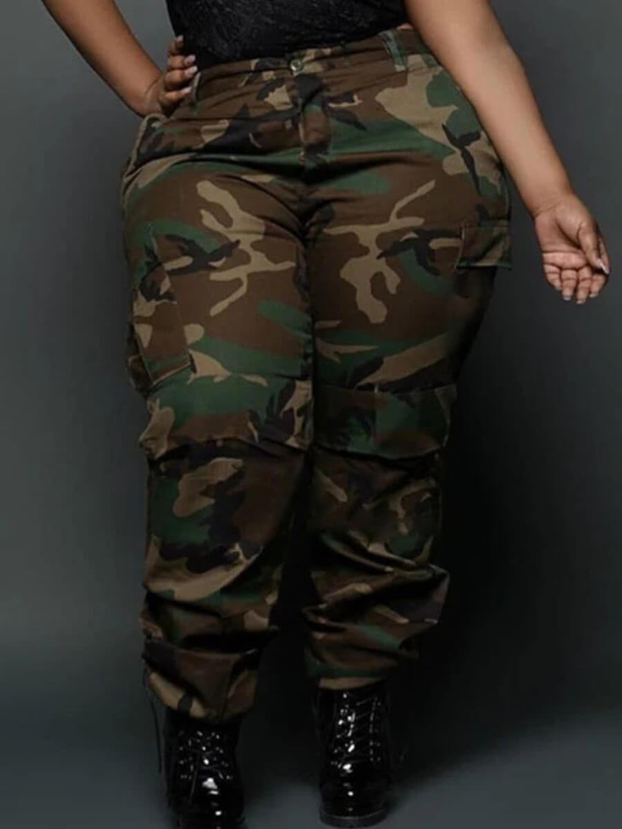 Plus Size Street Casual Camouflage Pants