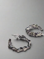 Metal Pleated Lava Earrings