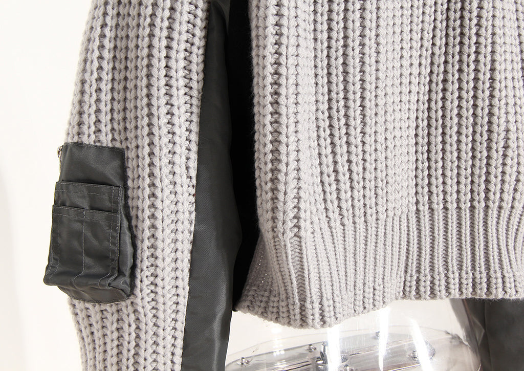 Asymmetric Knitting Stitching Jacket