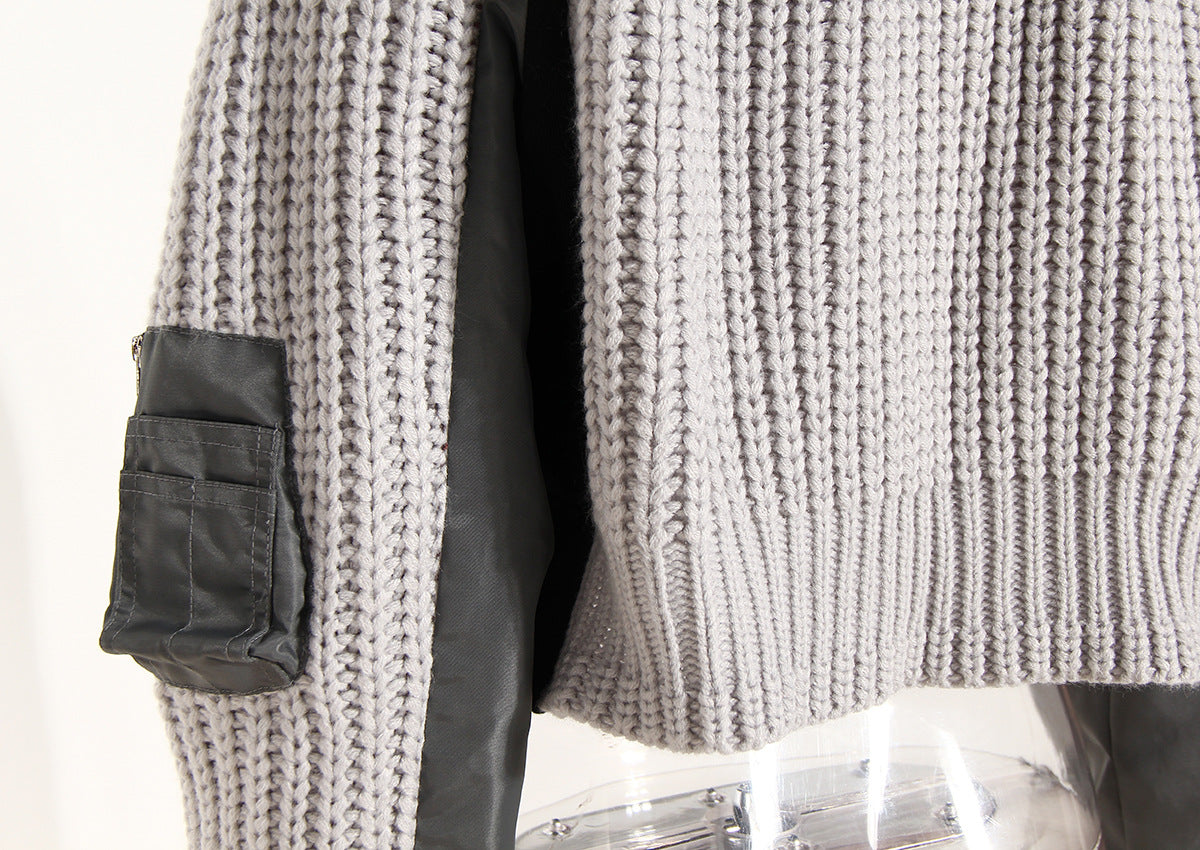 Asymmetric Knitting Stitching Jacket