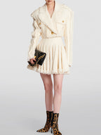 Short Temperamental Tweed Fringe Skirt & Blazer