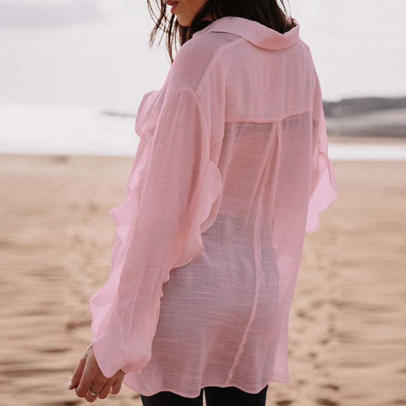 Long Sleeve Pullover Linen Blouse