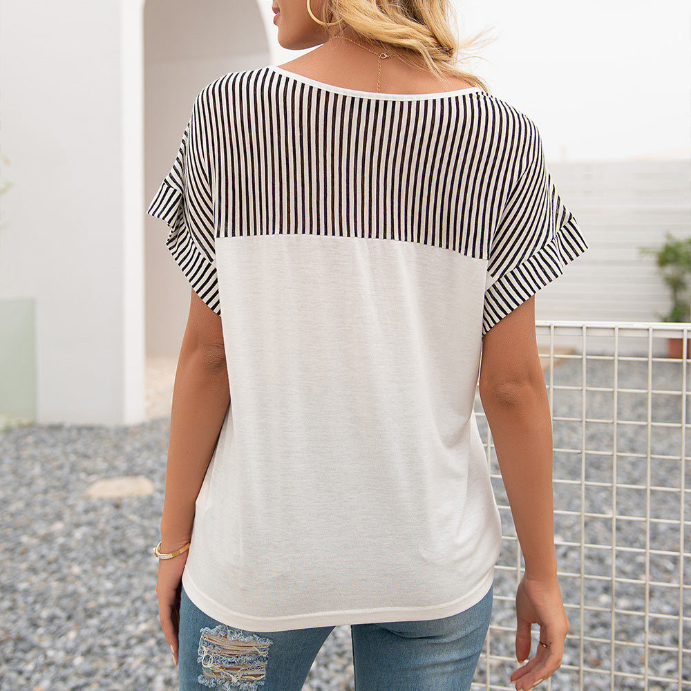 Striped Short Sleeve Loose T shirt