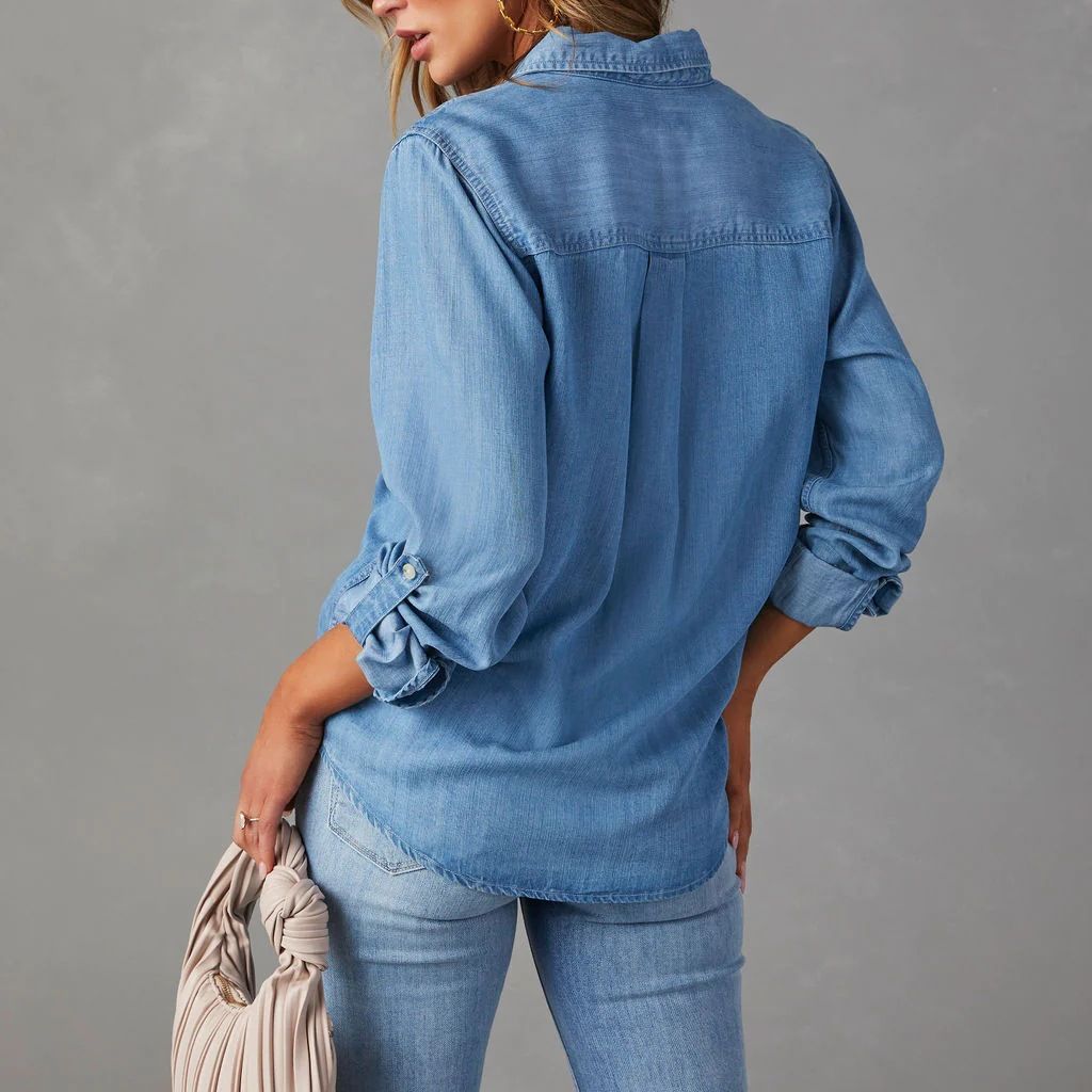 Single Breasted Long Sleeved Denim Top