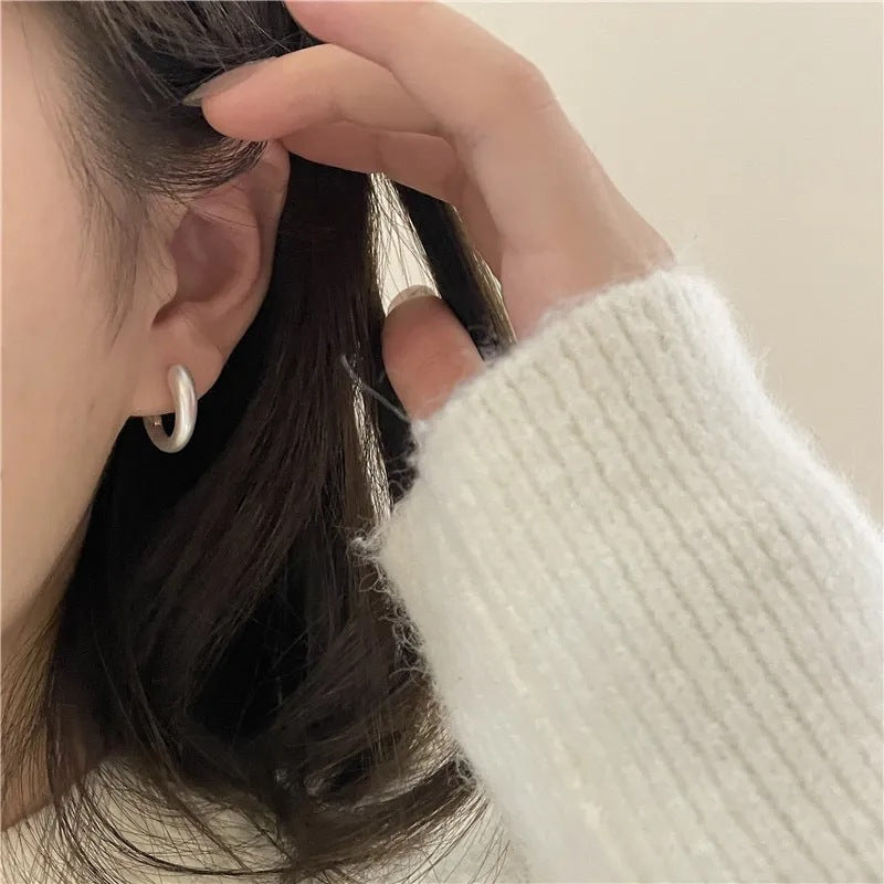 Matte Plain Hoop Earrings