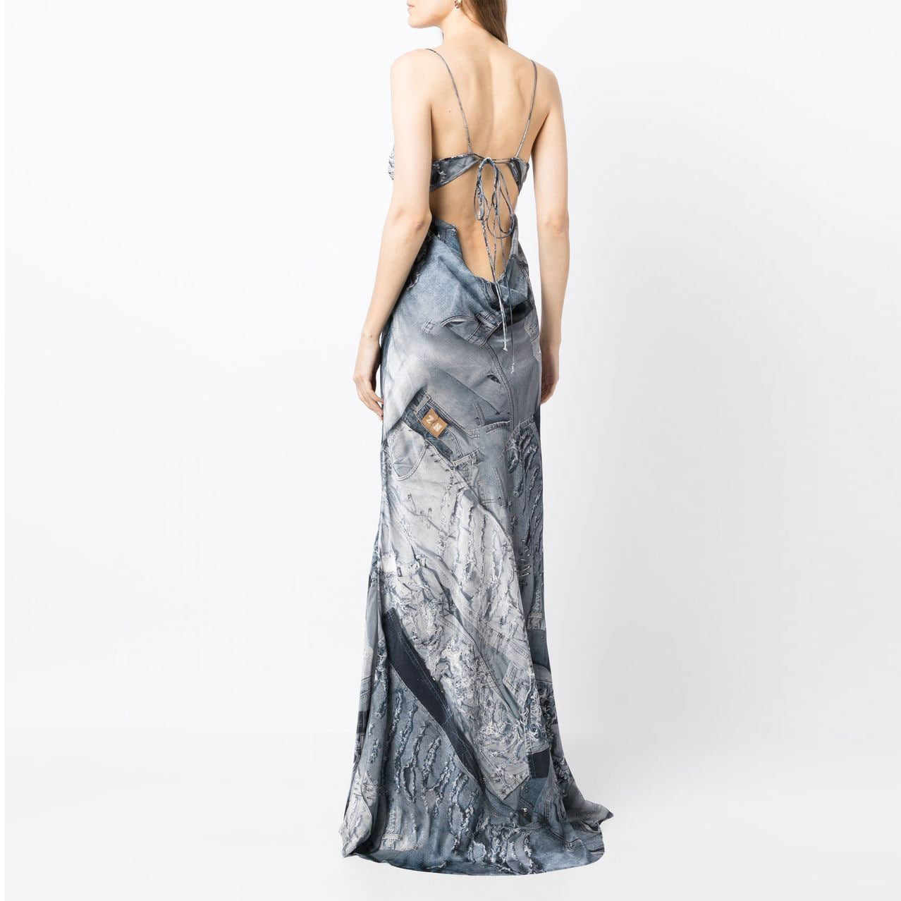 Denim Style Nude Back Strap Mop Dress