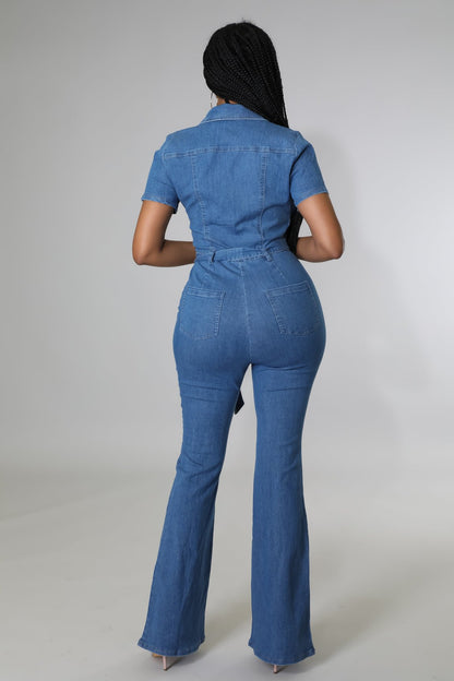 Bell Bottom Denim Jumpsuit