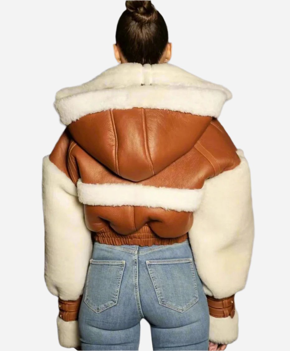 Fur One Piece Lamb Fur Short Hood Coat