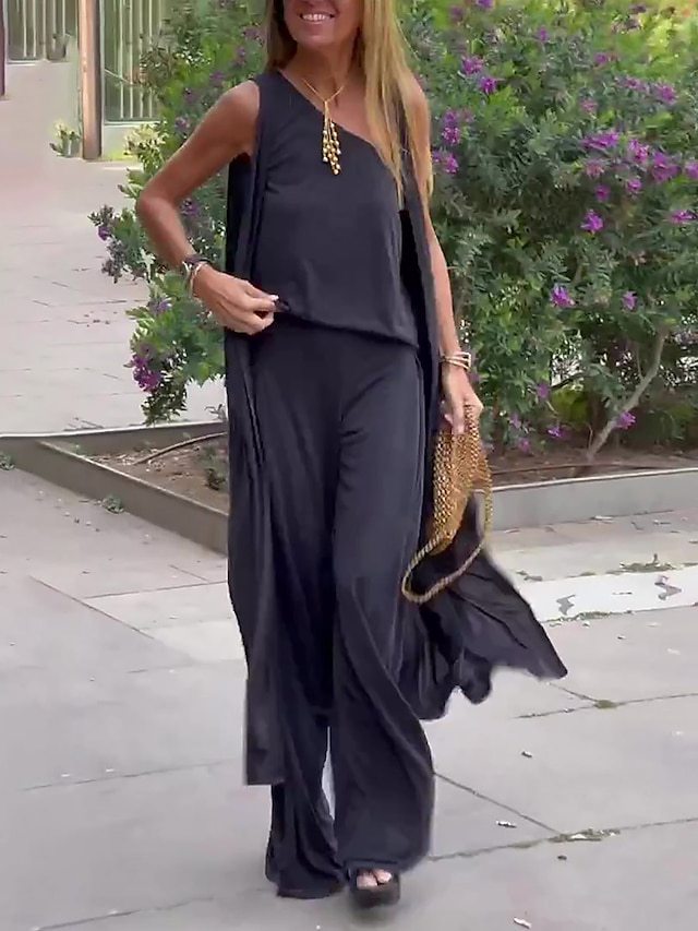 Casual Wide Leg Three Piece Loungewear Set