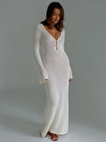 Tight Long Sleeve Knitted Cover-Up Dress