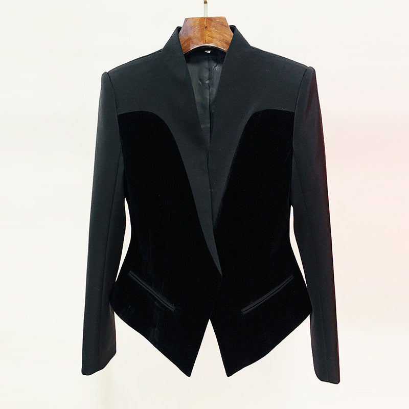 Slim Structure Profile Velvet Blazer