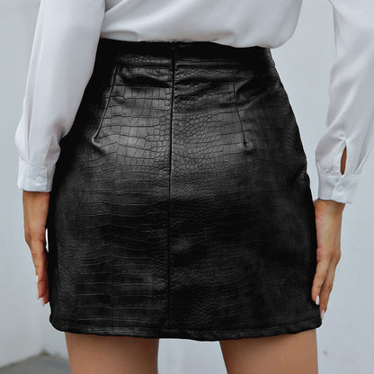 Asymmetric Faux Leather Skirt - ALL HERZ FASHIONS