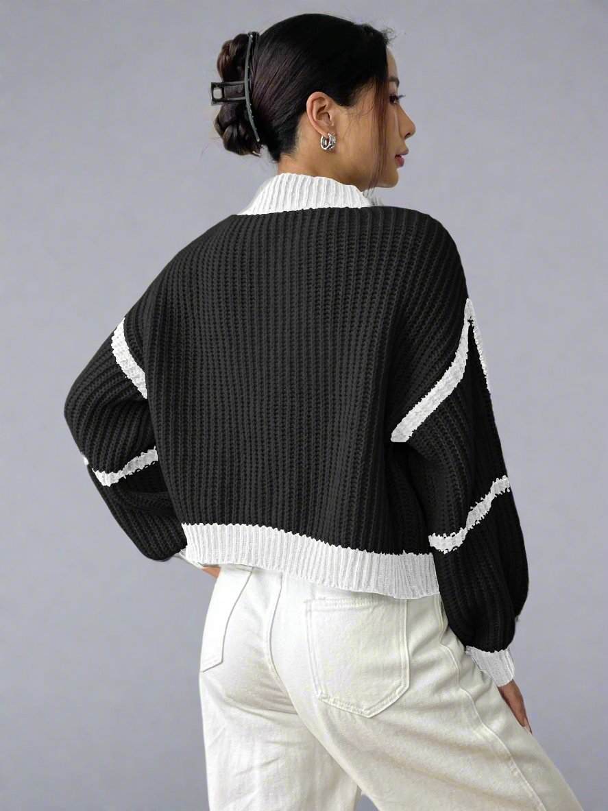 Black & White Loose Woven Sweater