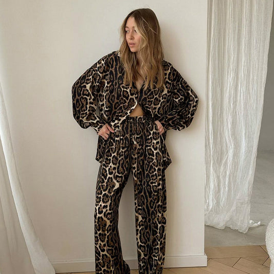 Leopard Print Two Piece Loungewear